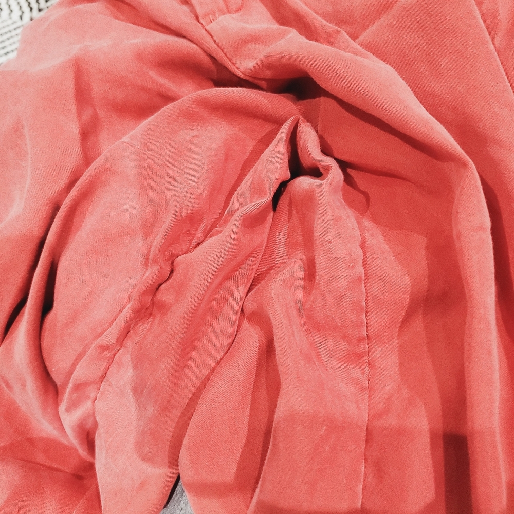 ZARA Coral Red Lyocell Wide Leg Pleated Waist Pants - Picture 12 of 12